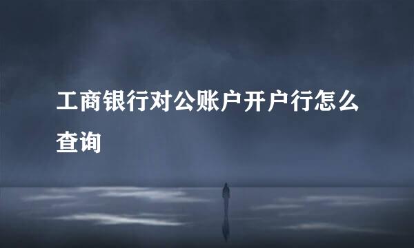 工商银行对公账户开户行怎么查询