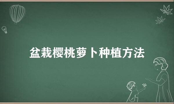 盆栽樱桃萝卜种植方法