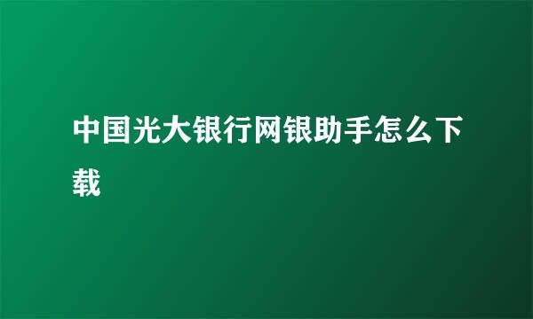 中国光大银行网银助手怎么下载