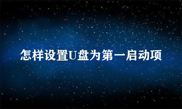 怎样设置U盘为第一启动项