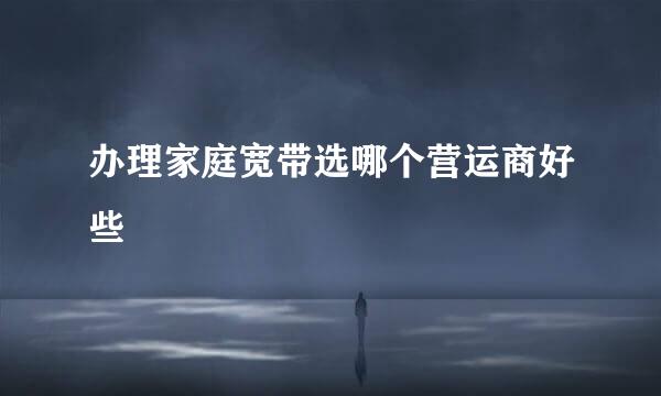 办理家庭宽带选哪个营运商好些