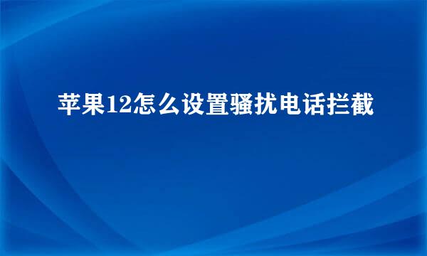 苹果12怎么设置骚扰电话拦截 