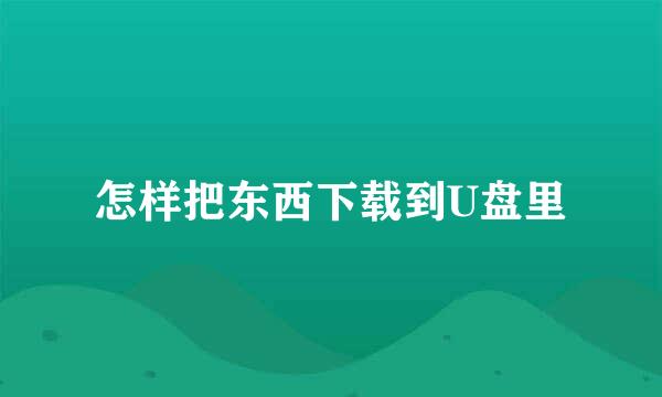 怎样把东西下载到U盘里