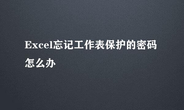 Excel忘记工作表保护的密码怎么办