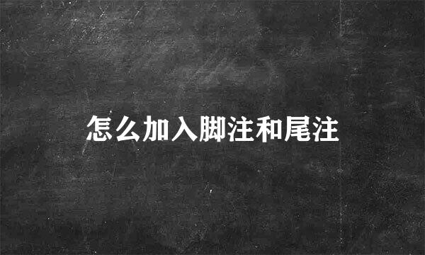 怎么加入脚注和尾注