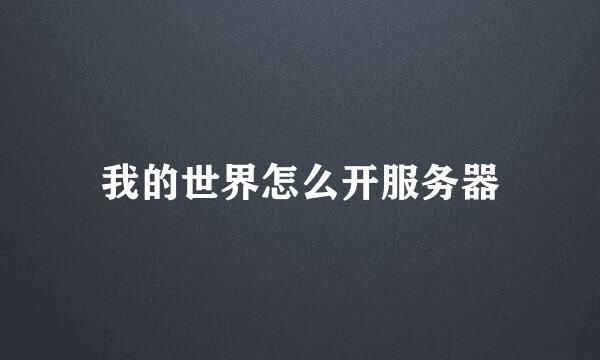 我的世界怎么开服务器