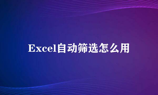 Excel自动筛选怎么用