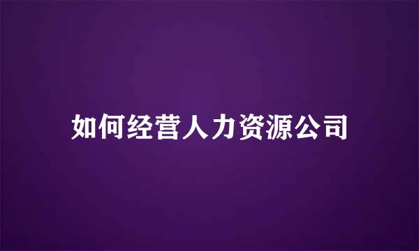 如何经营人力资源公司