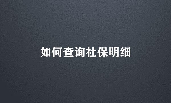 如何查询社保明细