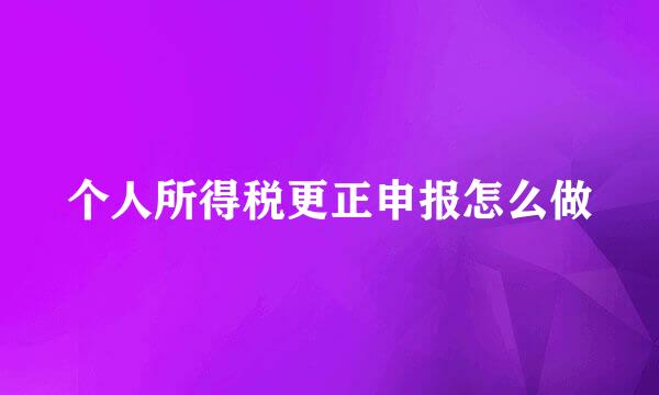 个人所得税更正申报怎么做