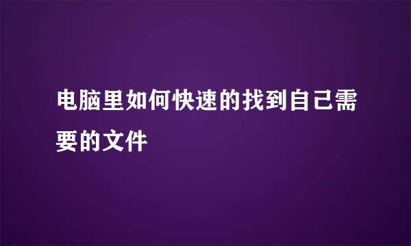 电脑里如何快速的找到自己需要的文件