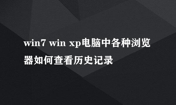 win7 win xp电脑中各种浏览器如何查看历史记录