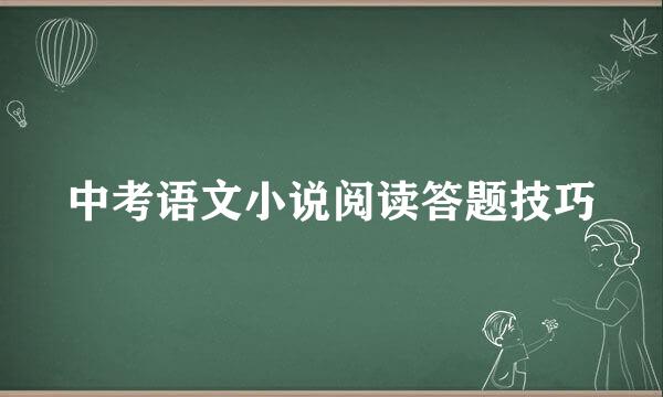 中考语文小说阅读答题技巧