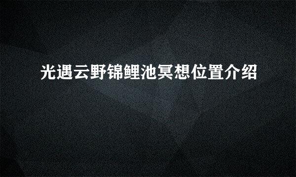 光遇云野锦鲤池冥想位置介绍