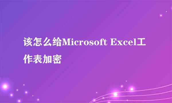 该怎么给Microsoft Excel工作表加密