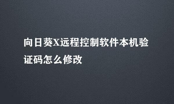 向日葵X远程控制软件本机验证码怎么修改