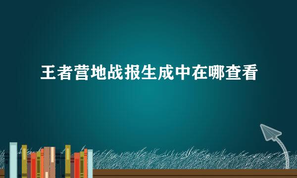 王者营地战报生成中在哪查看
