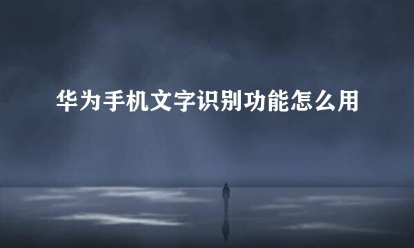 华为手机文字识别功能怎么用