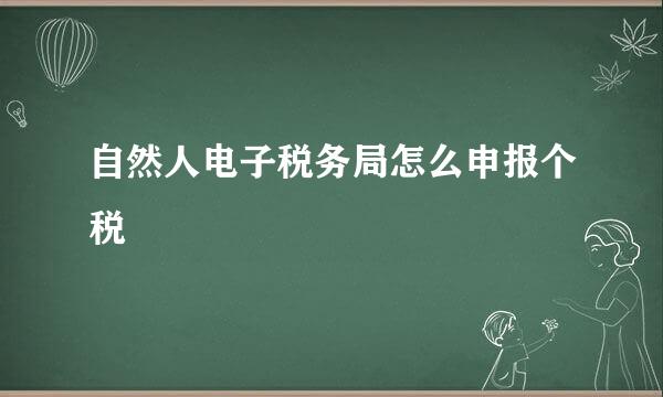 自然人电子税务局怎么申报个税