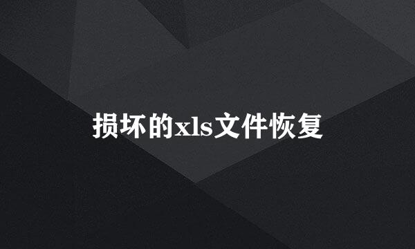 损坏的xls文件恢复