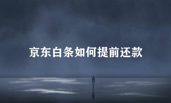 京东白条如何提前还款