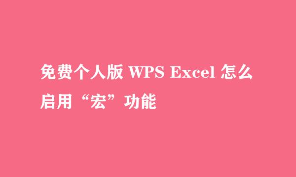 免费个人版 WPS Excel 怎么启用“宏”功能