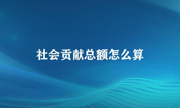 社会贡献总额怎么算