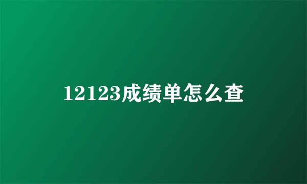 12123成绩单怎么查