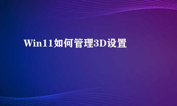 Win11如何管理3D设置