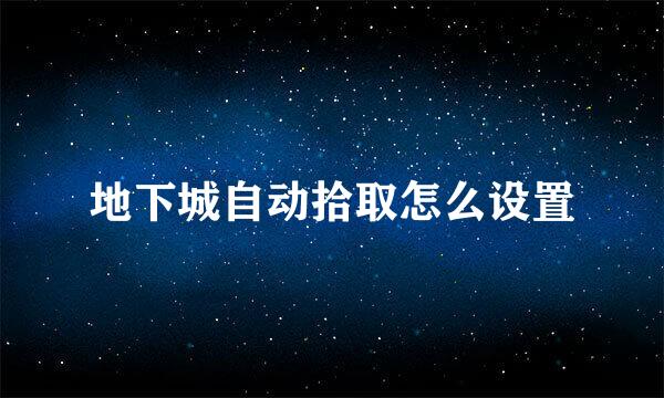 地下城自动拾取怎么设置