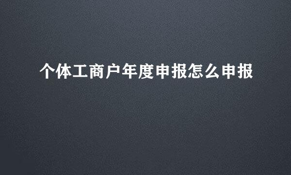 个体工商户年度申报怎么申报