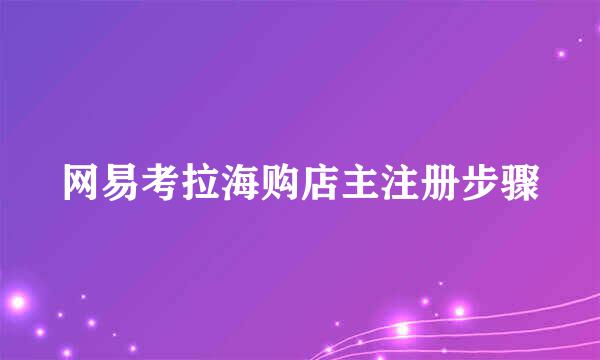 网易考拉海购店主注册步骤