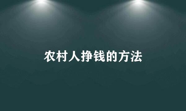 农村人挣钱的方法