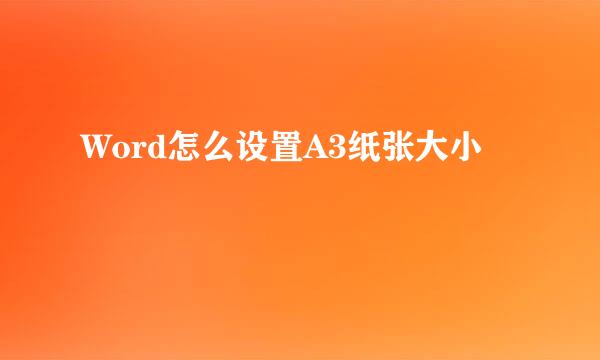 Word怎么设置A3纸张大小