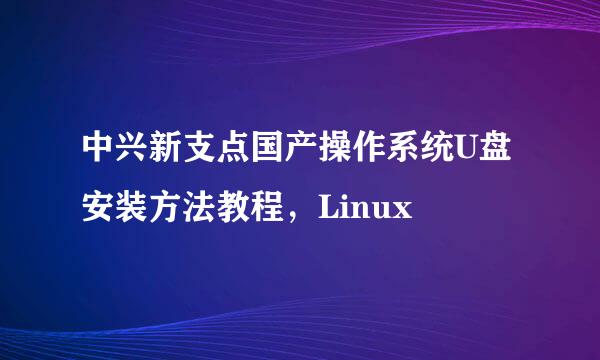 中兴新支点国产操作系统U盘安装方法教程，Linux