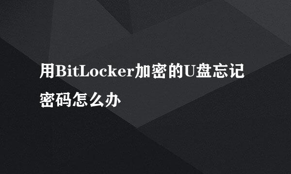 用BitLocker加密的U盘忘记密码怎么办