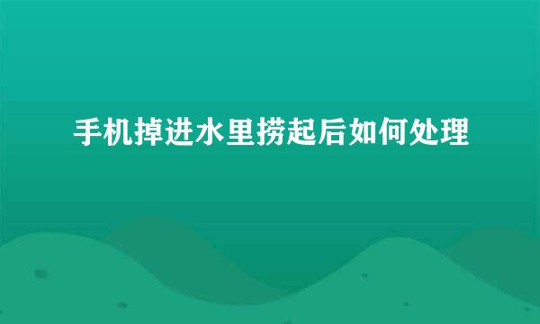 手机掉进水里捞起后如何处理