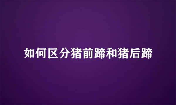 如何区分猪前蹄和猪后蹄