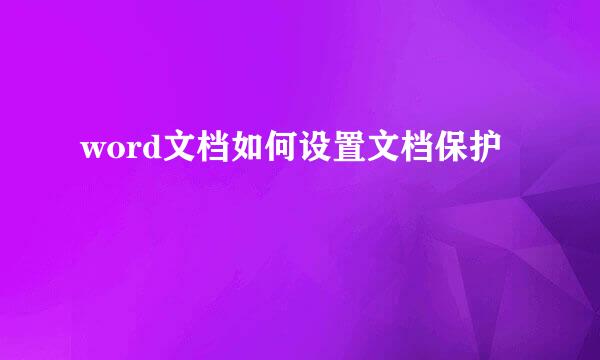 word文档如何设置文档保护