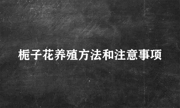 栀子花养殖方法和注意事项