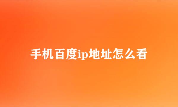手机百度ip地址怎么看