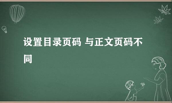 设置目录页码 与正文页码不同