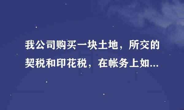 我公司购买一块土地，所交的契税和印花税，在帐务上如何处理出会计分录