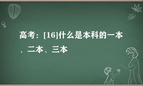 高考：[16]什么是本科的一本、二本、三本