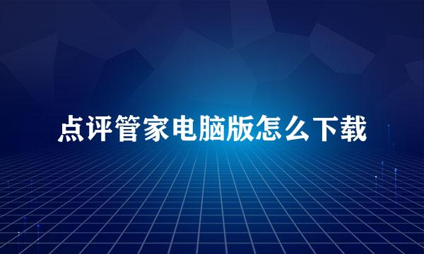 点评管家电脑版怎么下载