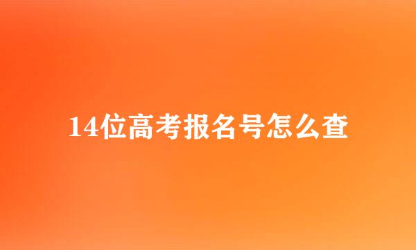 14位高考报名号怎么查