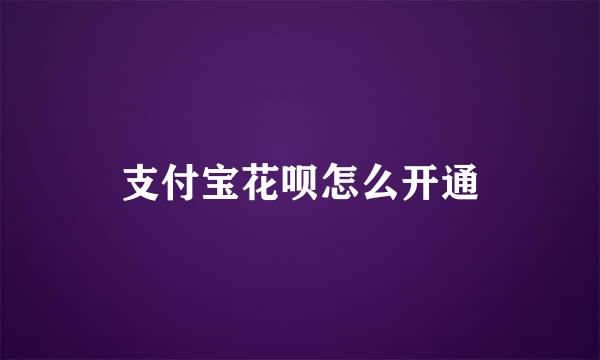 支付宝花呗怎么开通