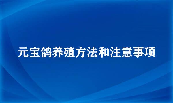 元宝鸽养殖方法和注意事项