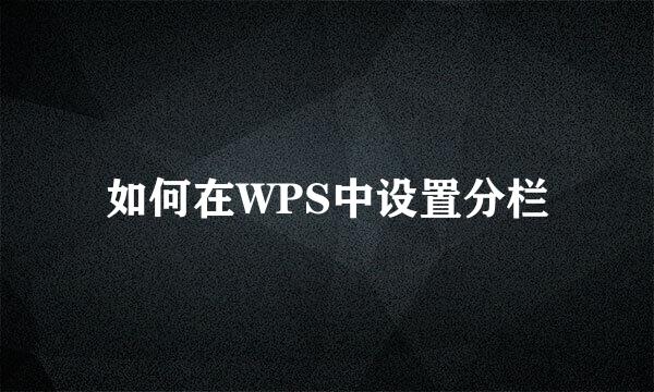 如何在WPS中设置分栏