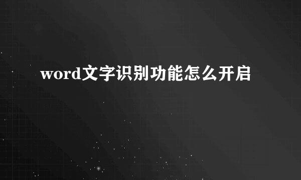 word文字识别功能怎么开启